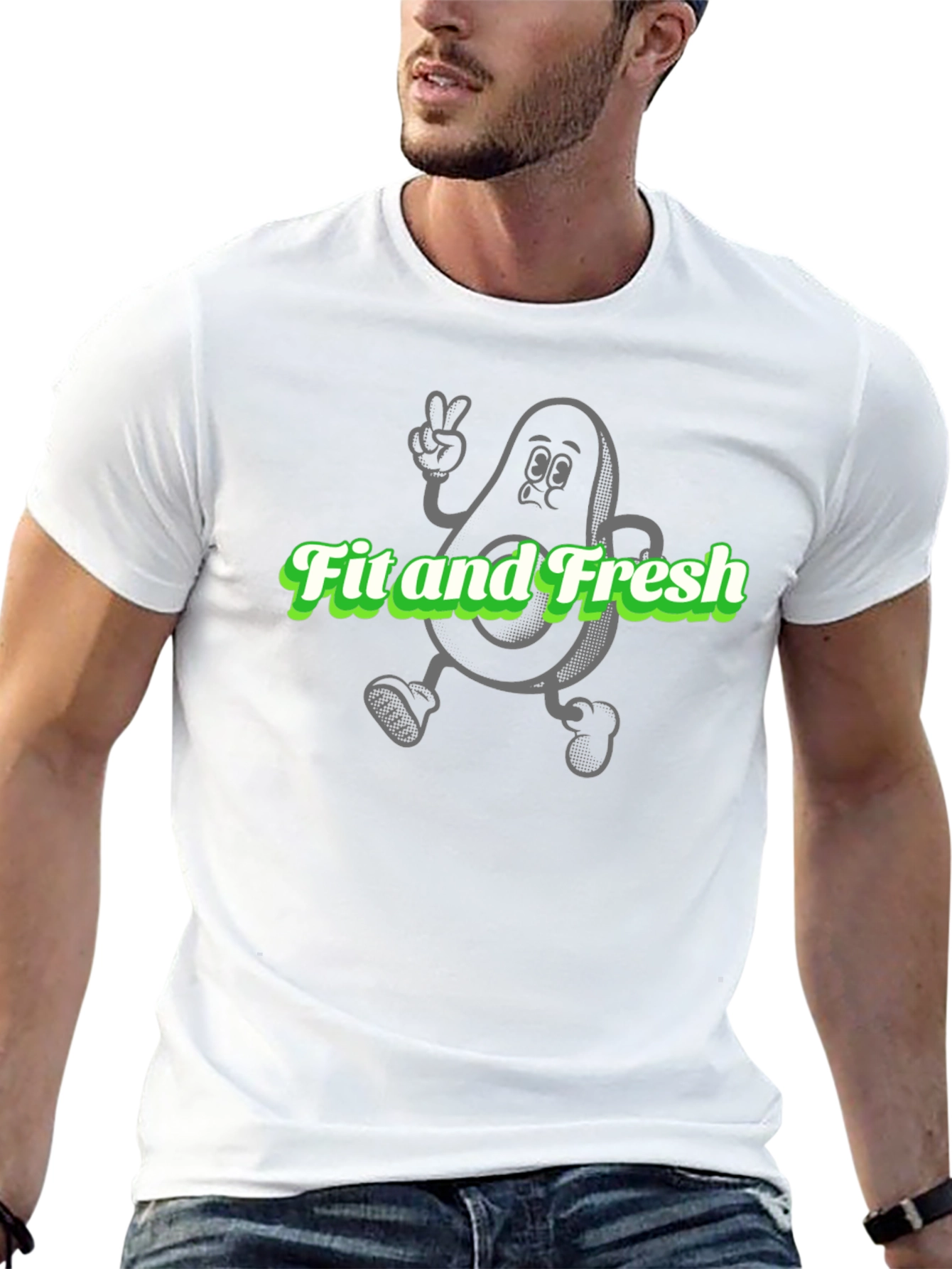 Fit and Fresh Avocado Graphic Tee - Black Cotton T-Shirt