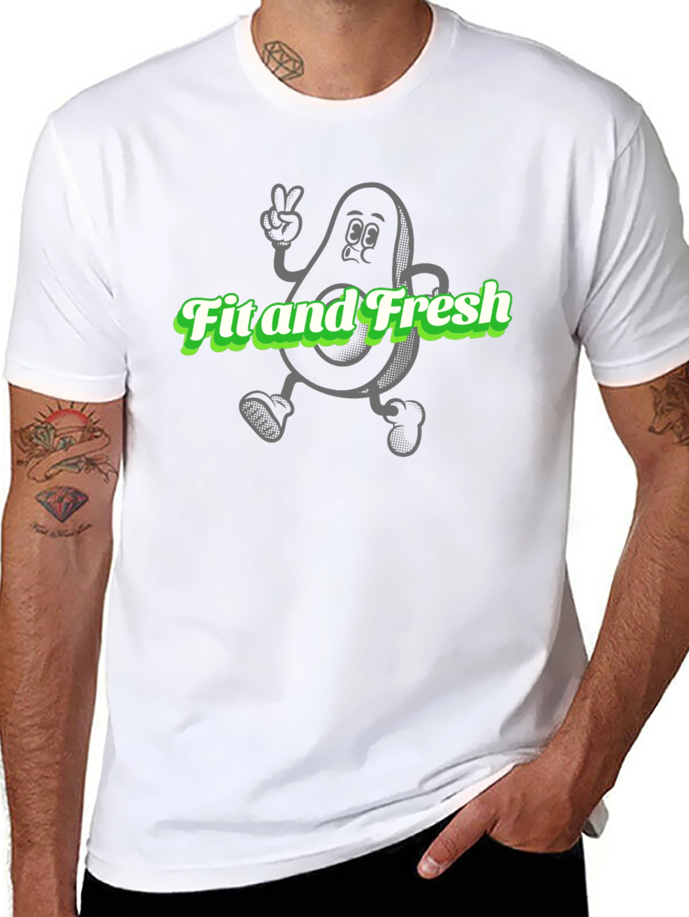 Fit and Fresh Avocado Graphic Tee - Black Cotton T-Shirt