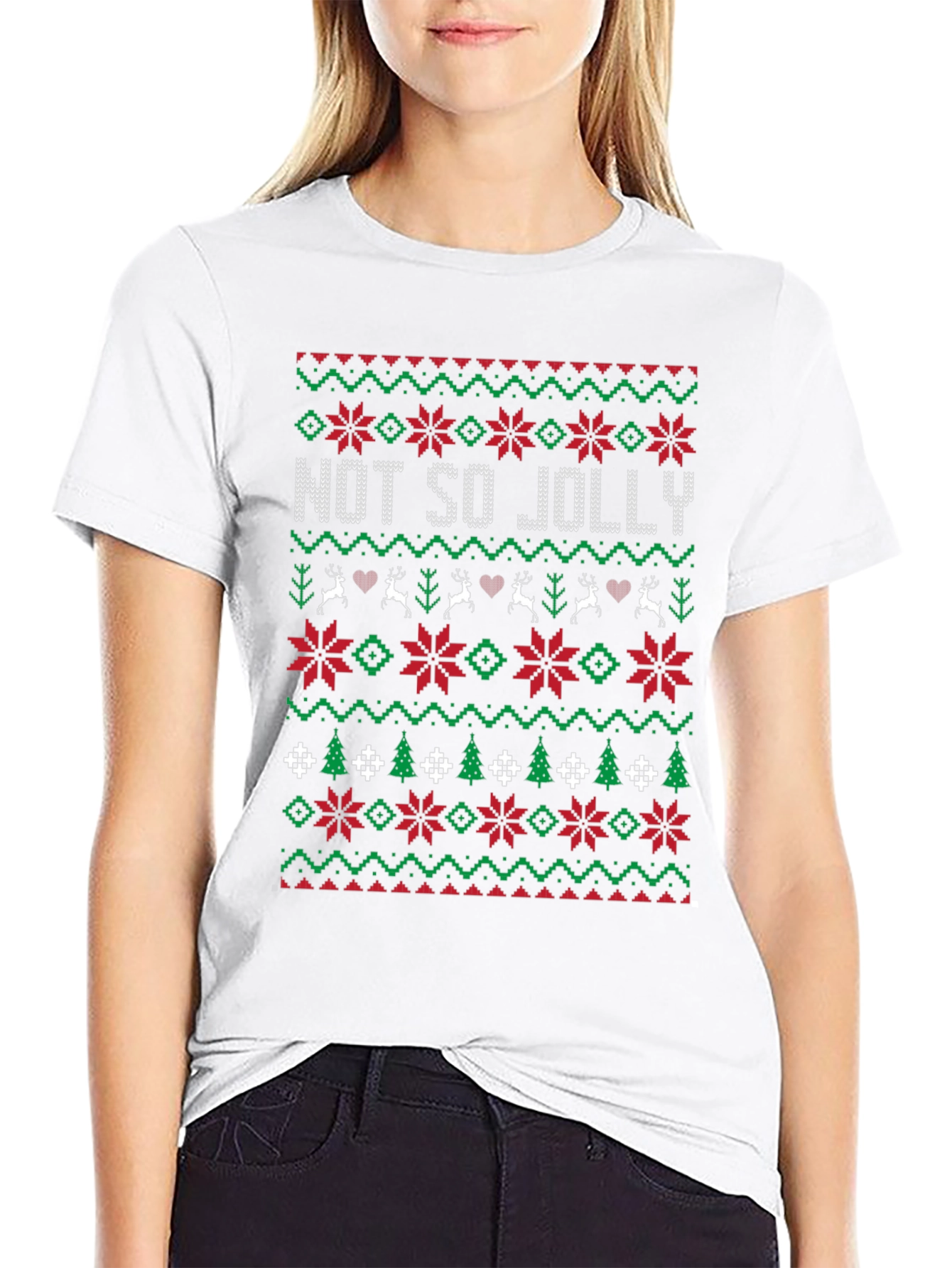Not So Jolly Christmas Sweater Pattern T-Shirt