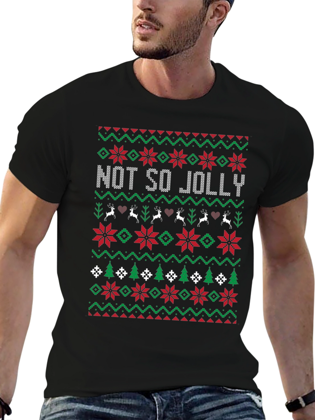 Not So Jolly Christmas Sweater Pattern T-Shirt