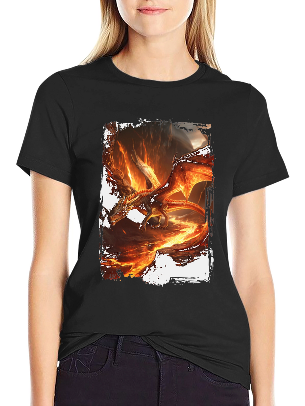 Fiery Dragon Graphic Black T-Shirt