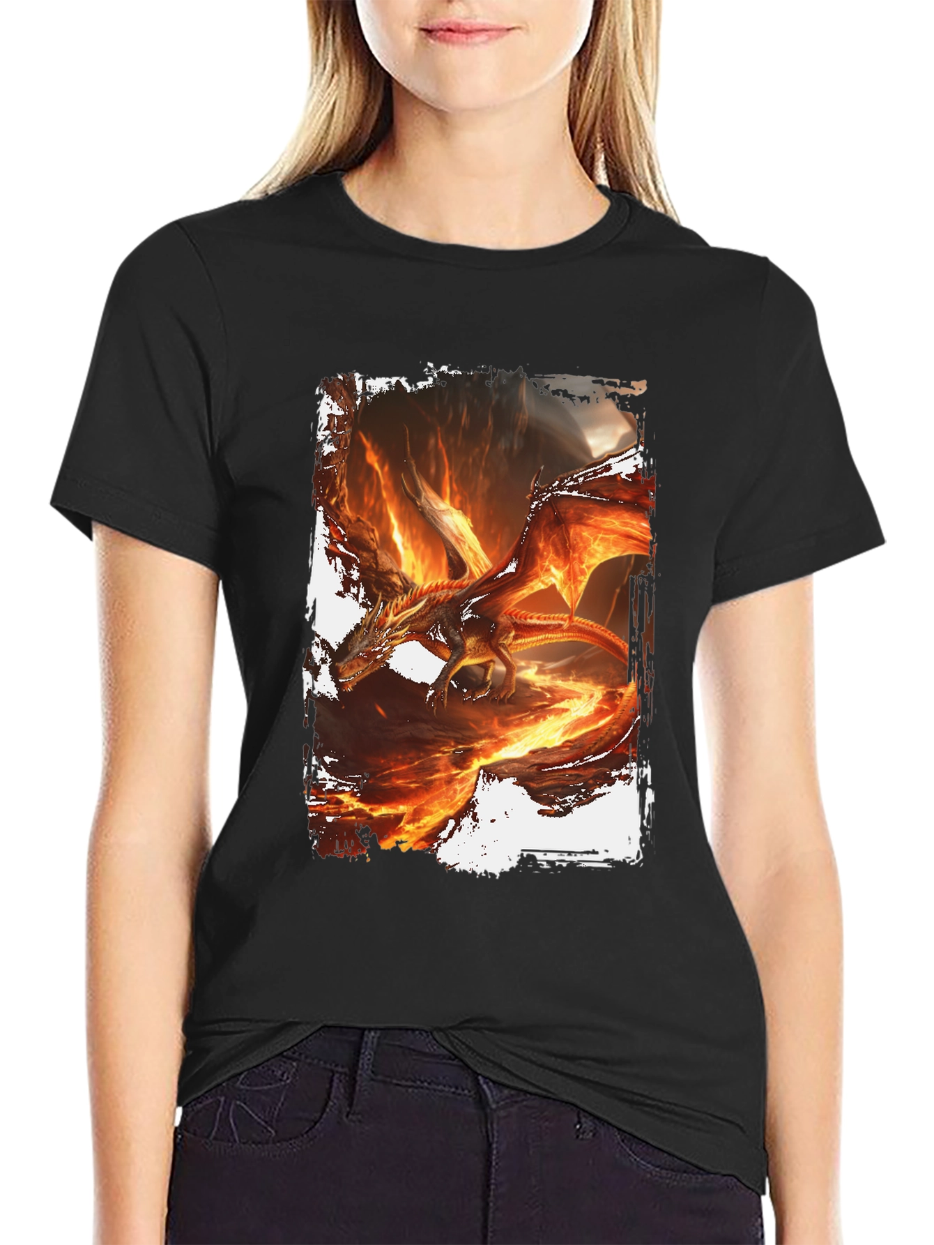 Fiery Dragon Graphic Black T-Shirt