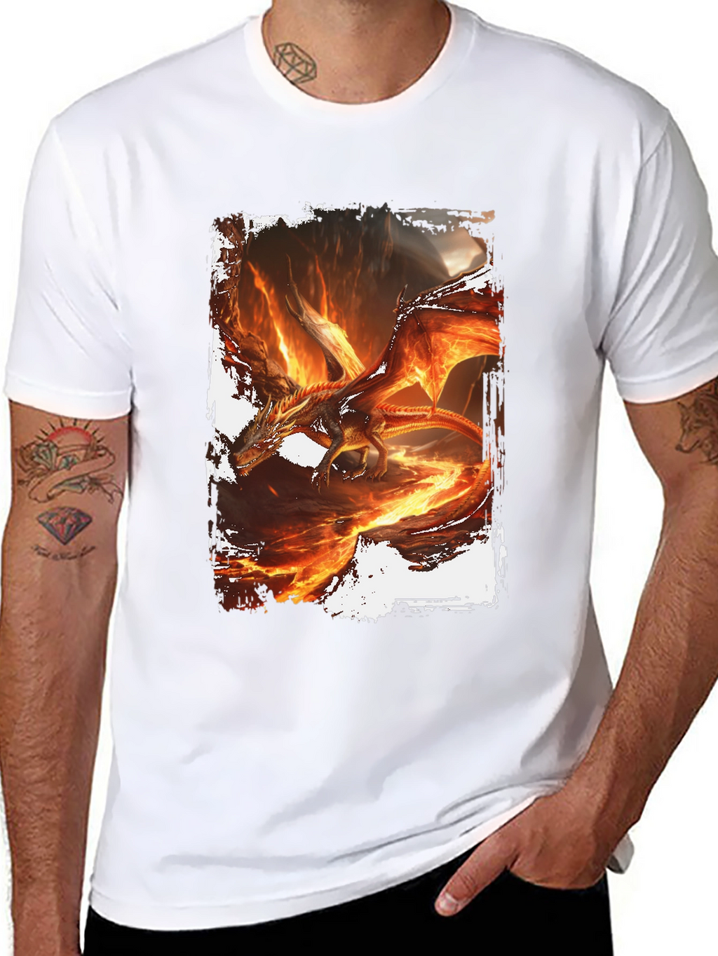 Fiery Dragon Graphic Black T-Shirt