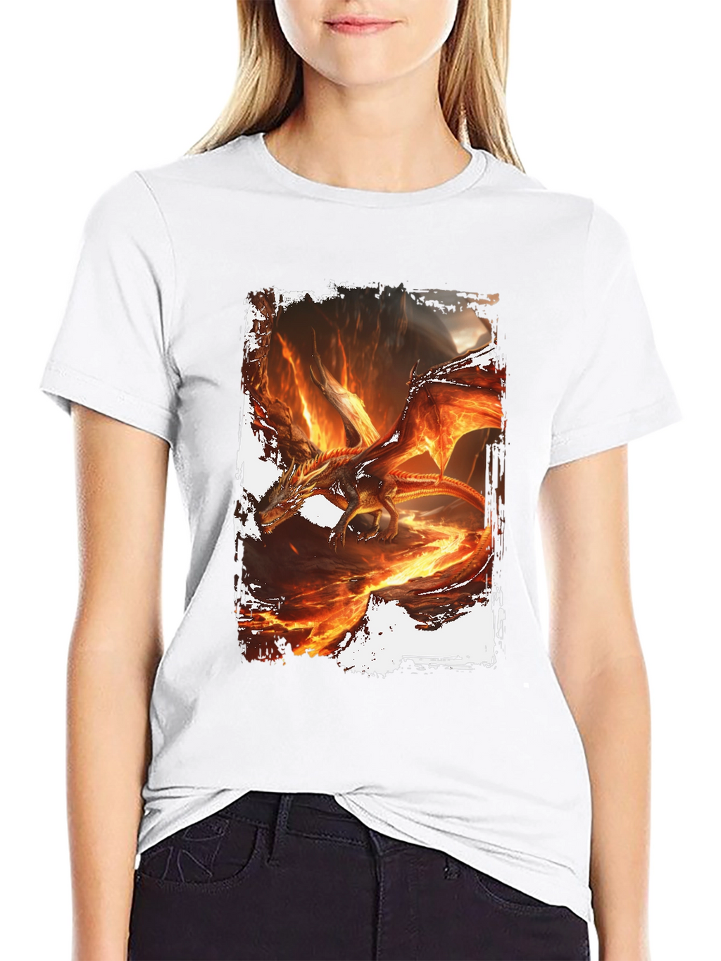 Fiery Dragon Graphic Black T-Shirt