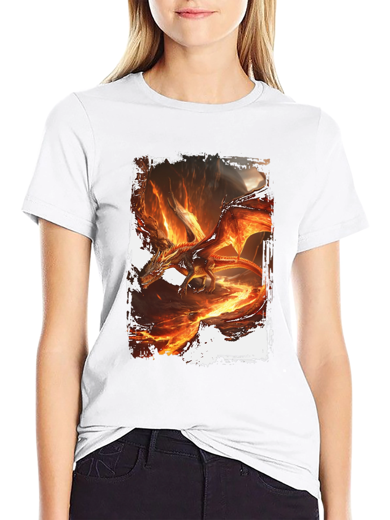 Fiery Dragon Graphic Black T-Shirt