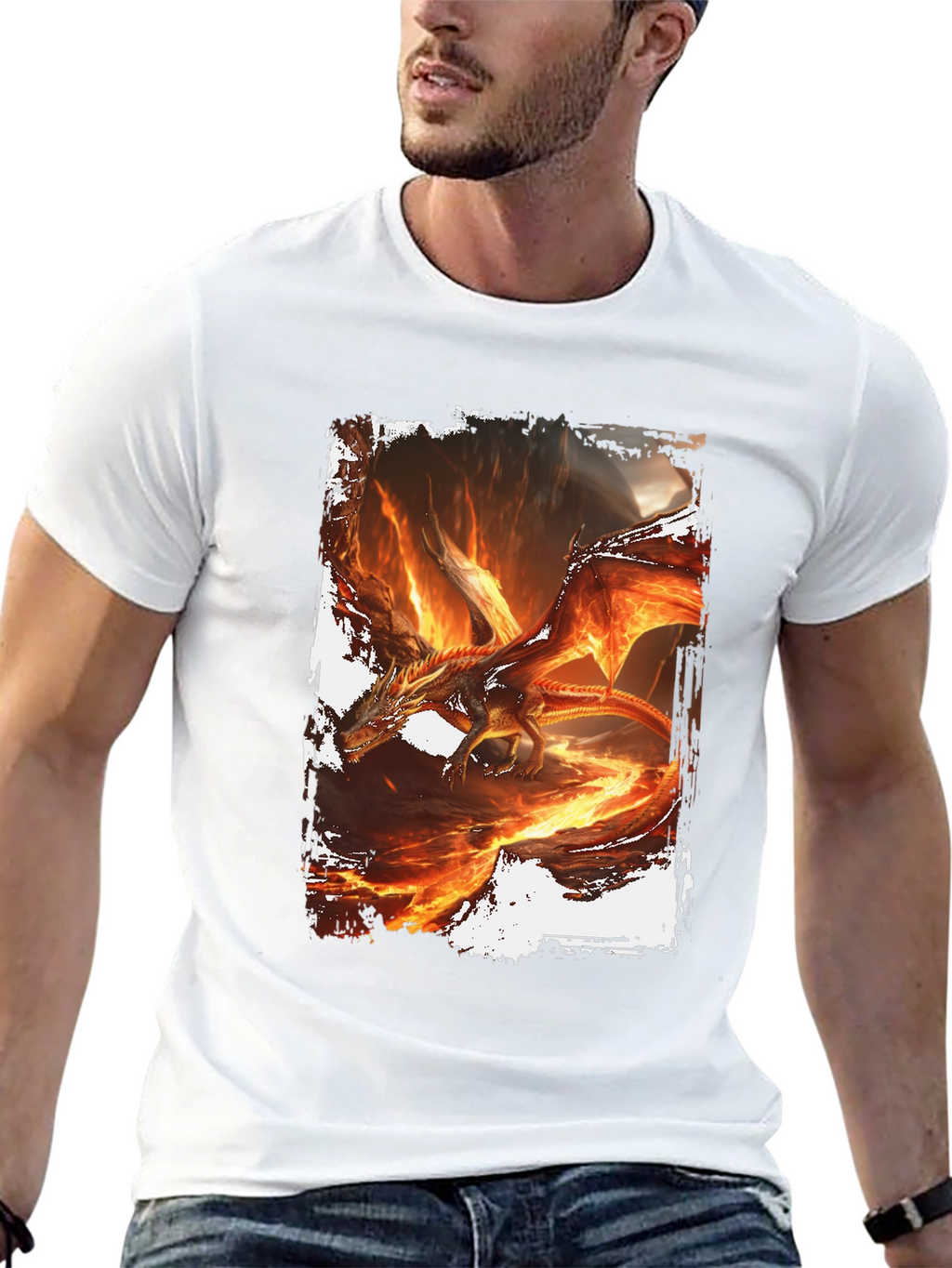 Fiery Dragon Graphic Black T-Shirt