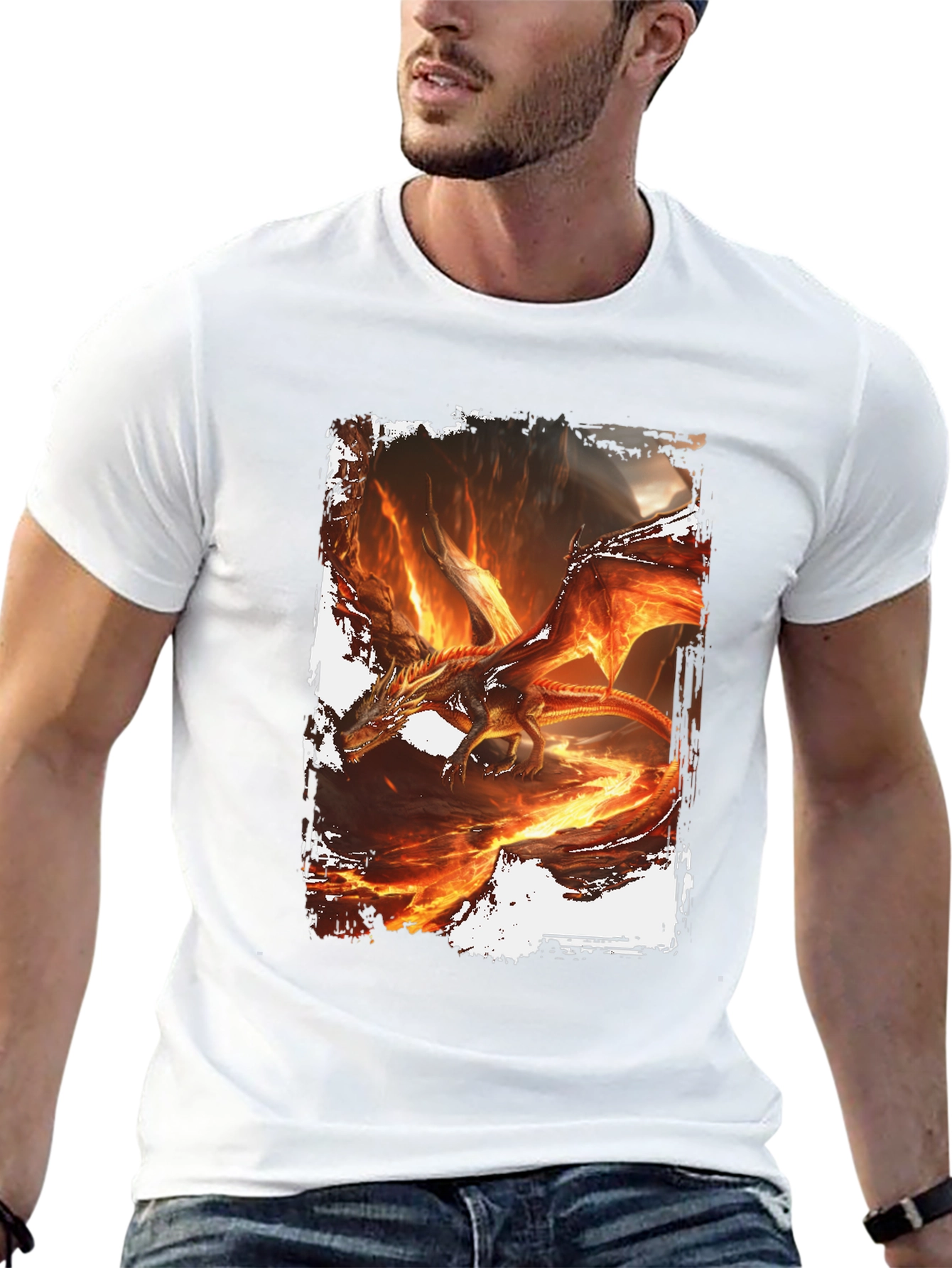 Fiery Dragon Graphic Black T-Shirt