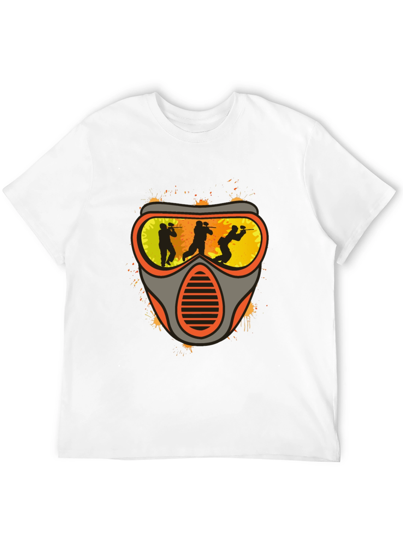 Paintball Mask Graphic Tee - Black Cotton Shirt