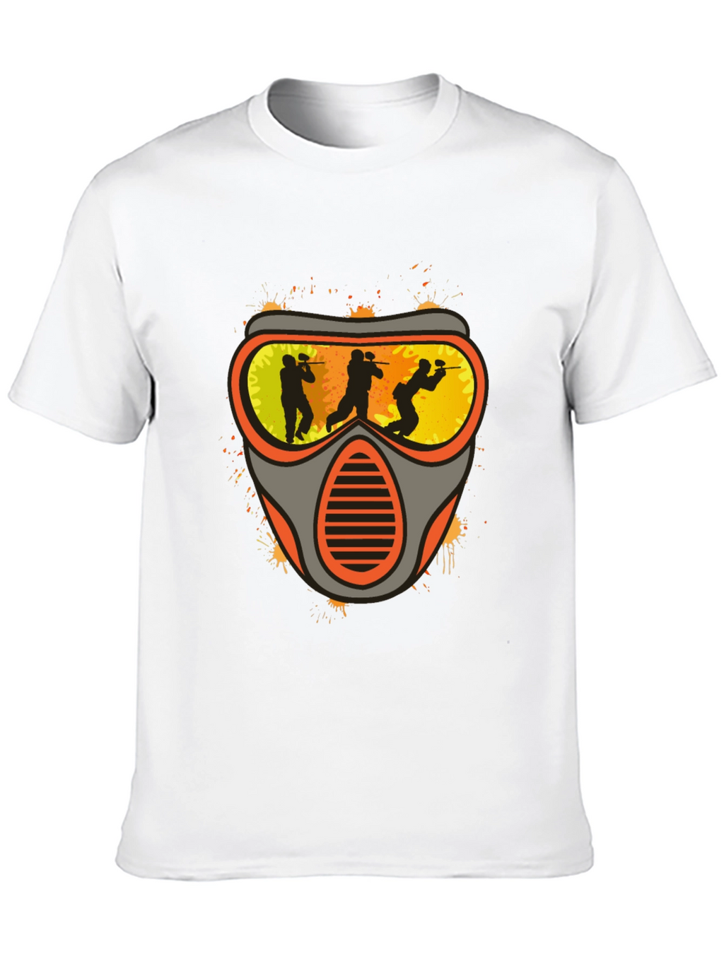 Paintball Mask Graphic Tee - Black Cotton Shirt