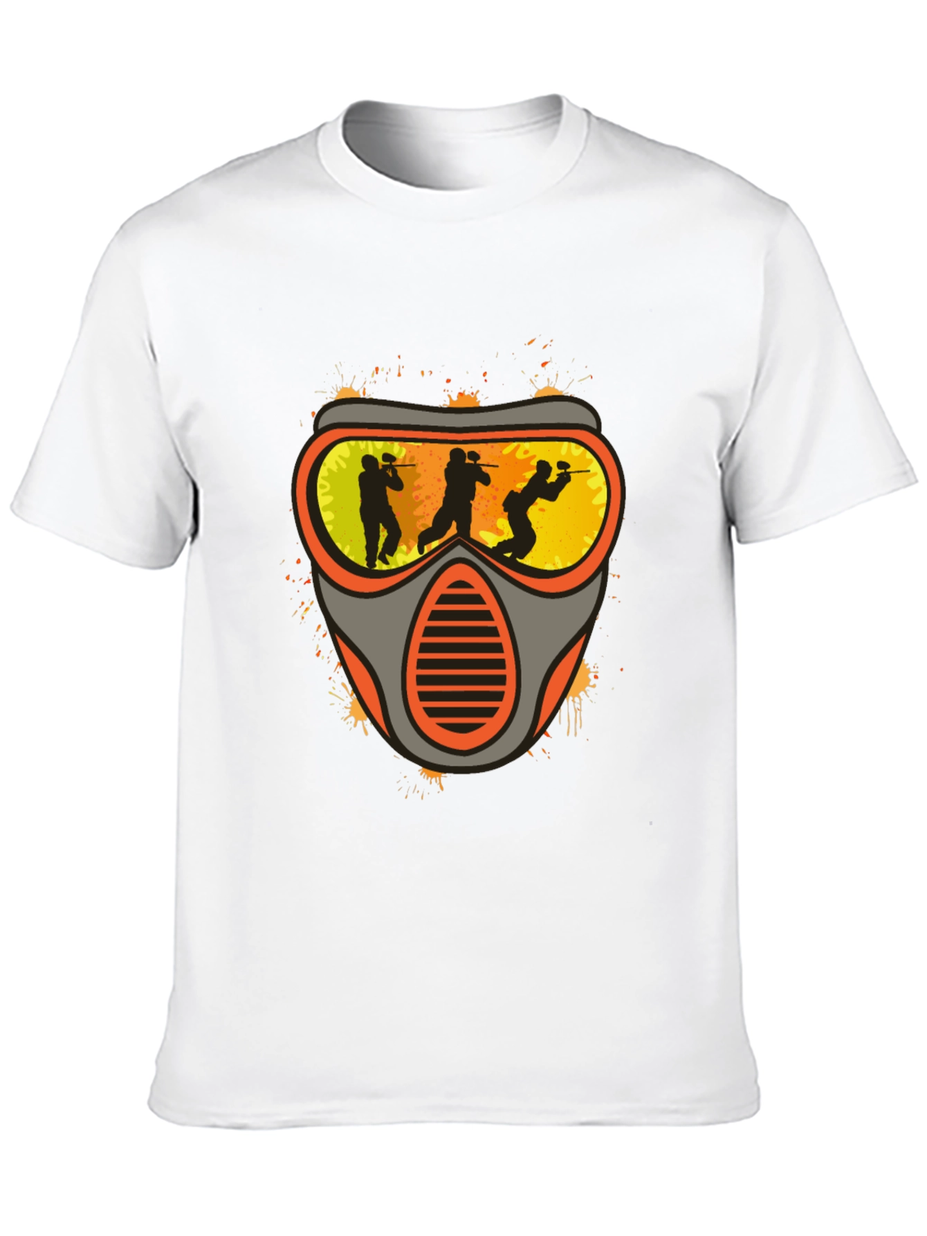 Paintball Mask Graphic Tee - Black Cotton Shirt