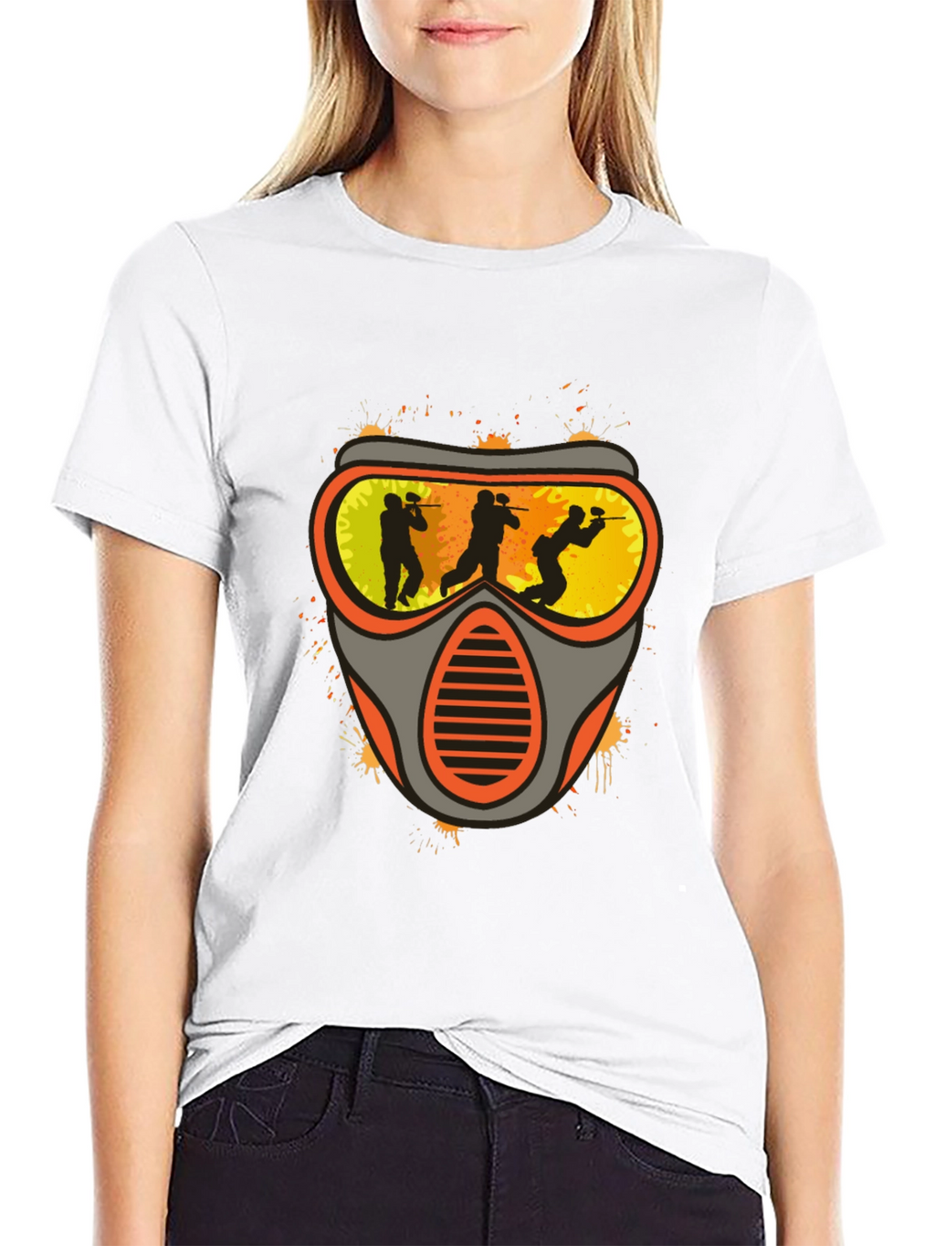 Paintball Mask Graphic Tee - Black Cotton Shirt
