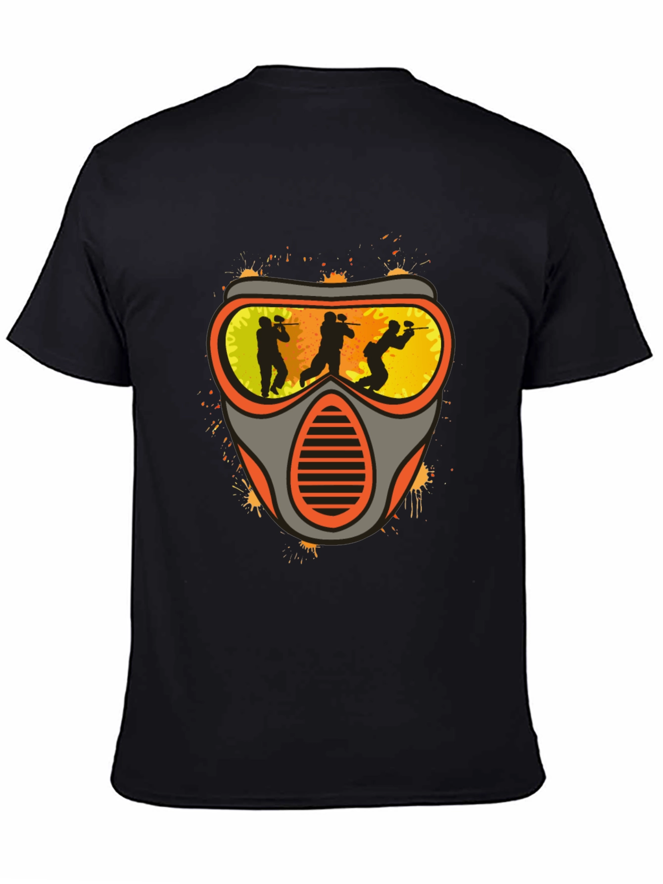 Paintball Mask Graphic Tee - Black Cotton Shirt