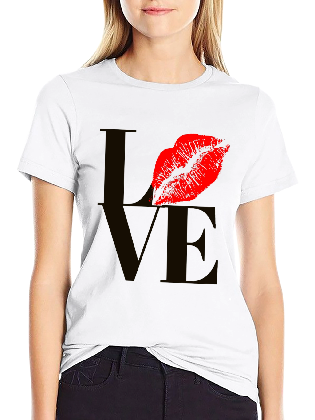 Love Lips Graphic Tee - Stylish Black T-Shirt