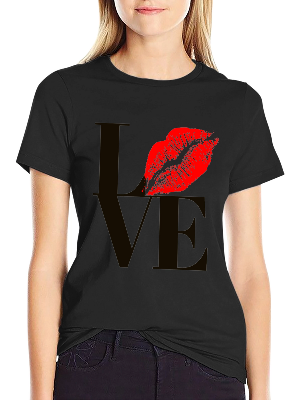 Love Lips Graphic Tee - Stylish Black T-Shirt