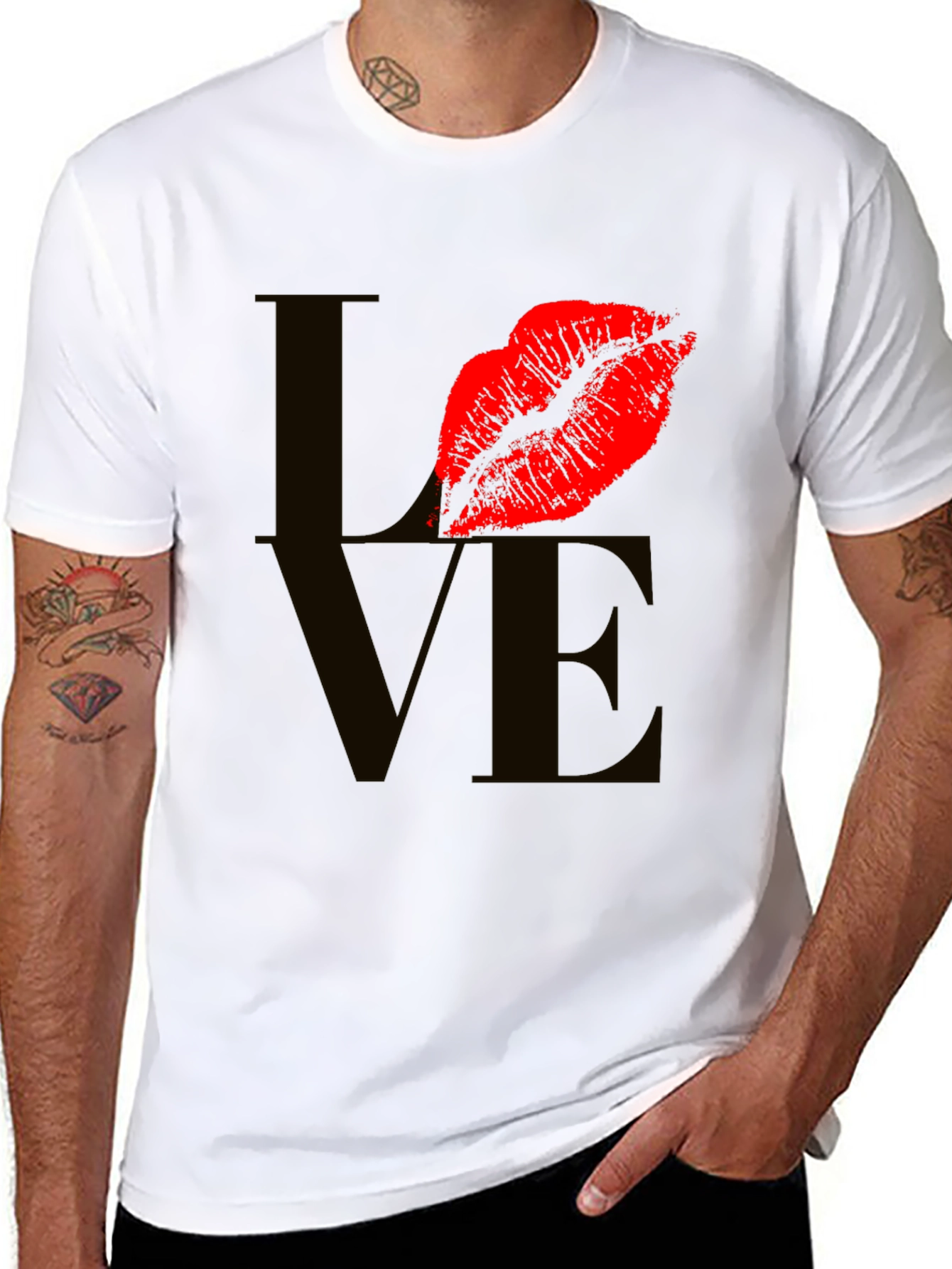 Love Lips Graphic Tee - Stylish Black T-Shirt