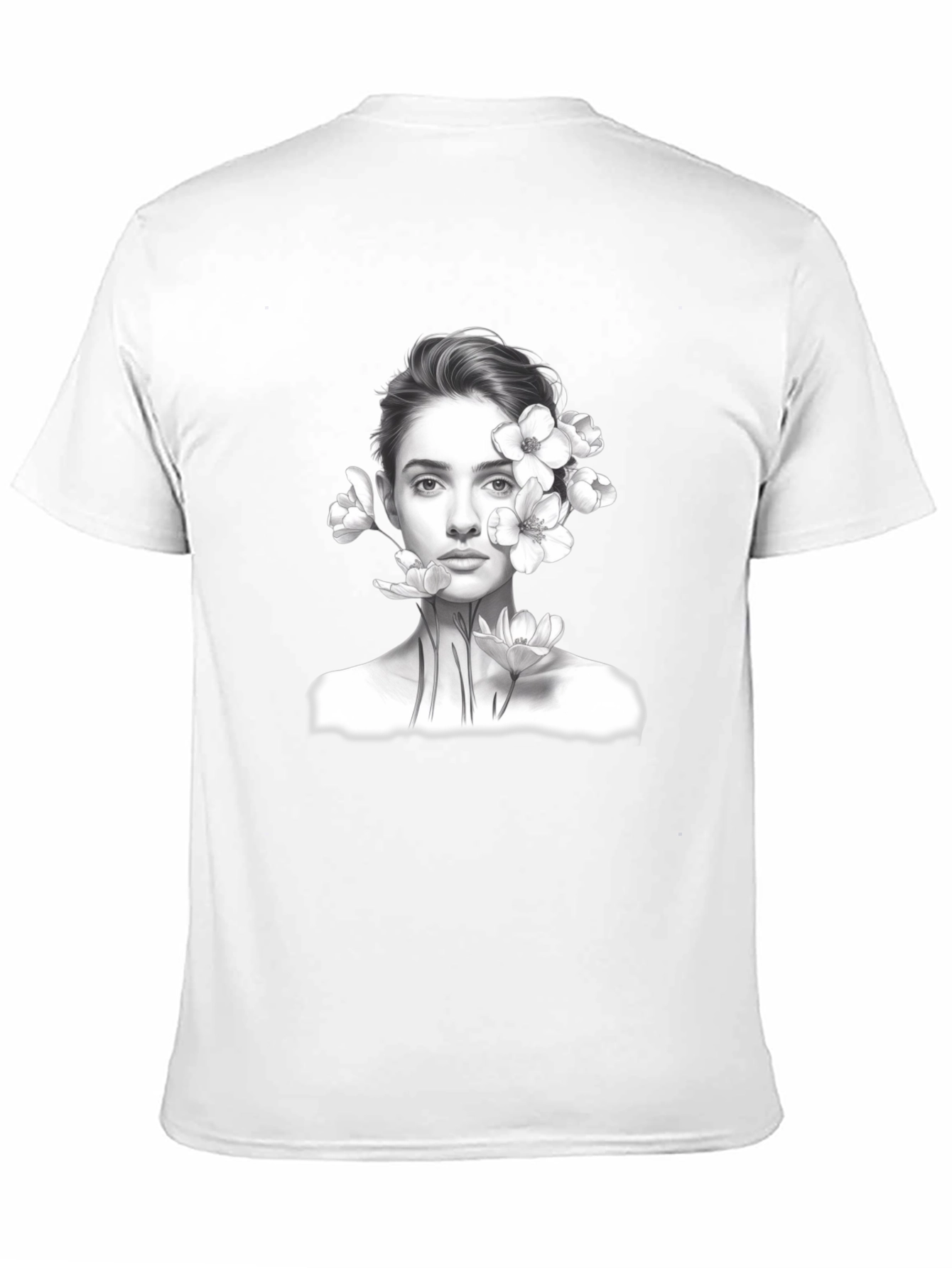 Floral Portrait Graphic Tee - Black