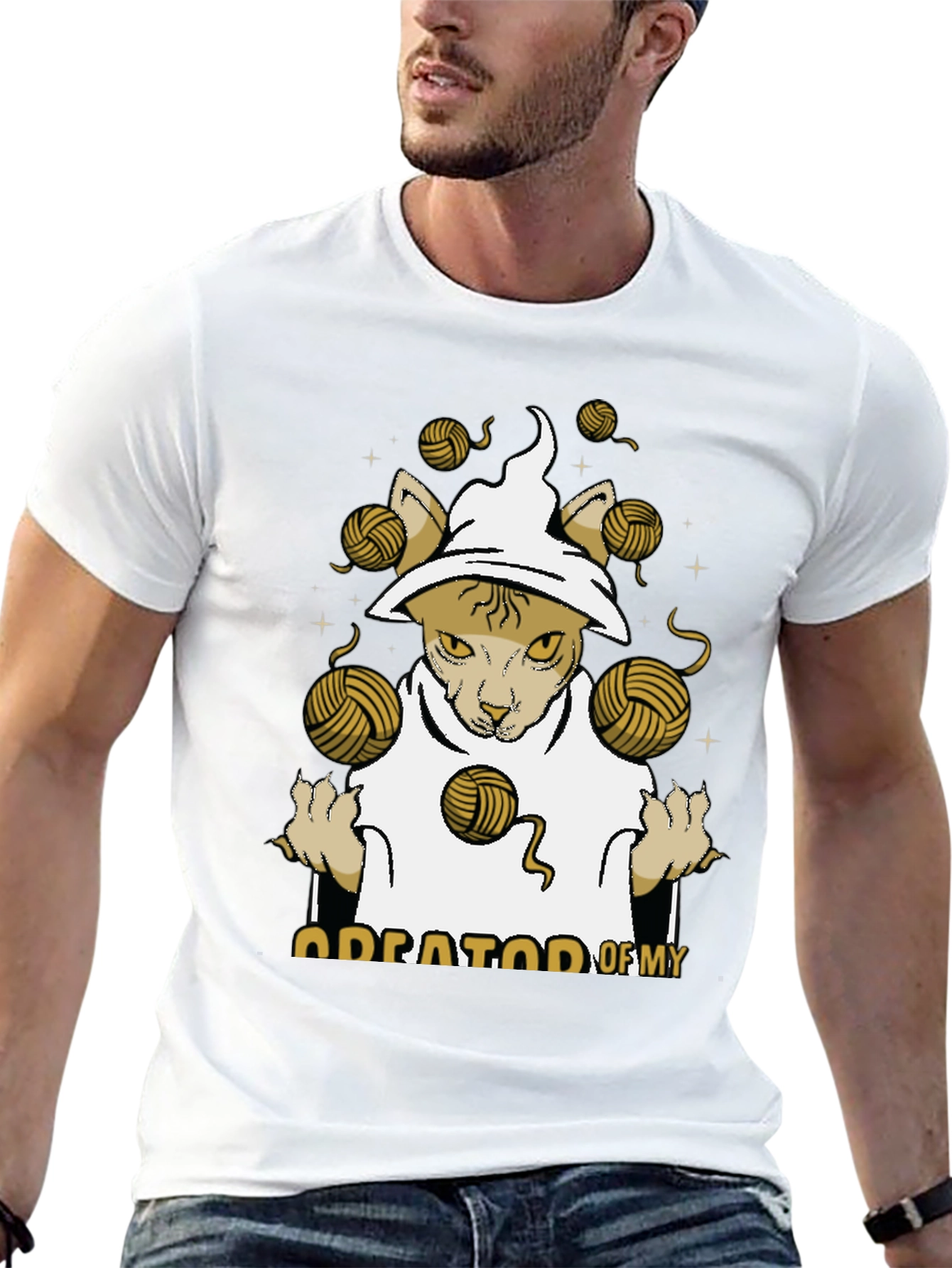 Sphynx Cat Wizard T-Shirt - Yarn Magic Tee