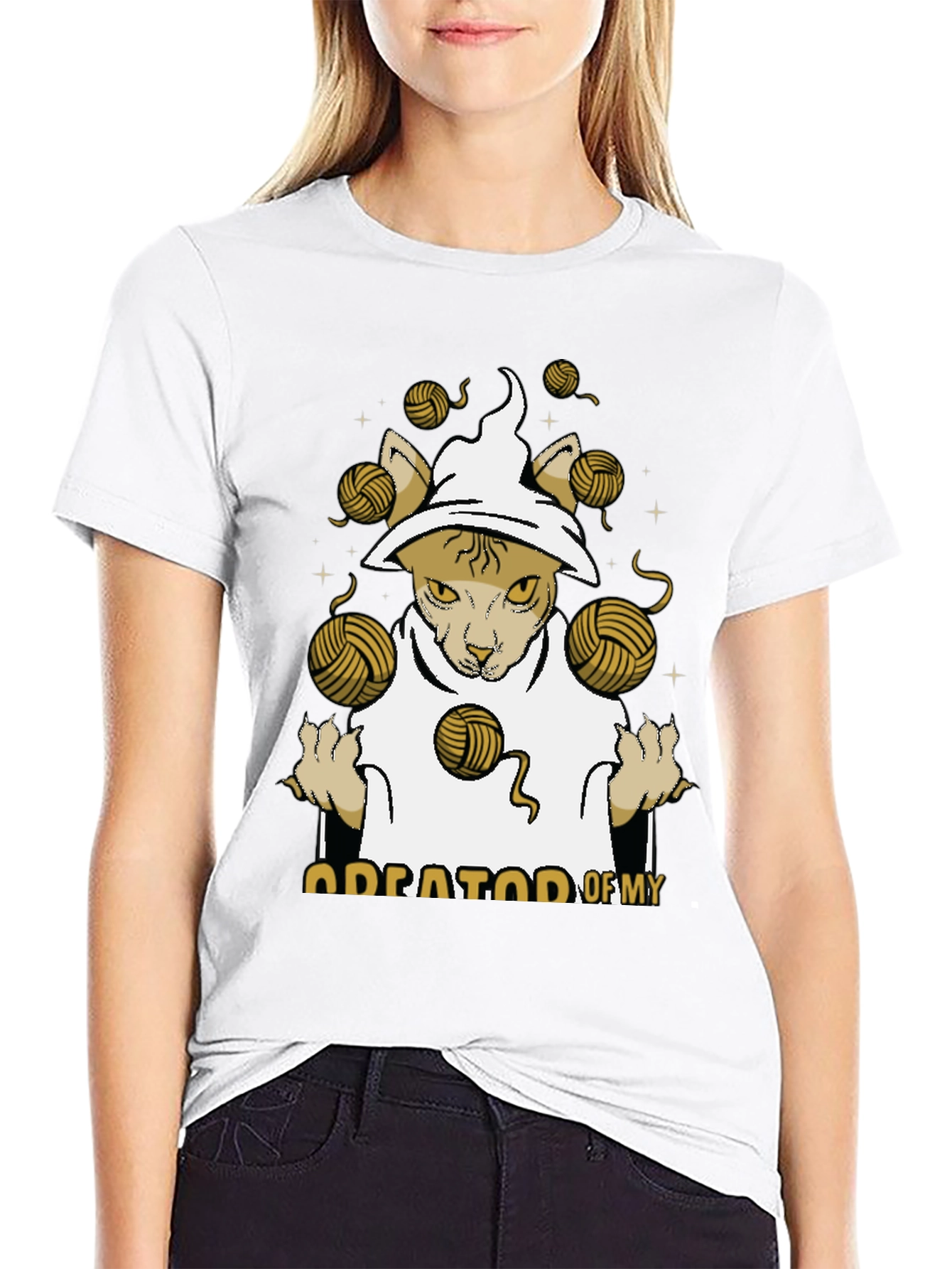 Sphynx Cat Wizard T-Shirt - Yarn Magic Tee