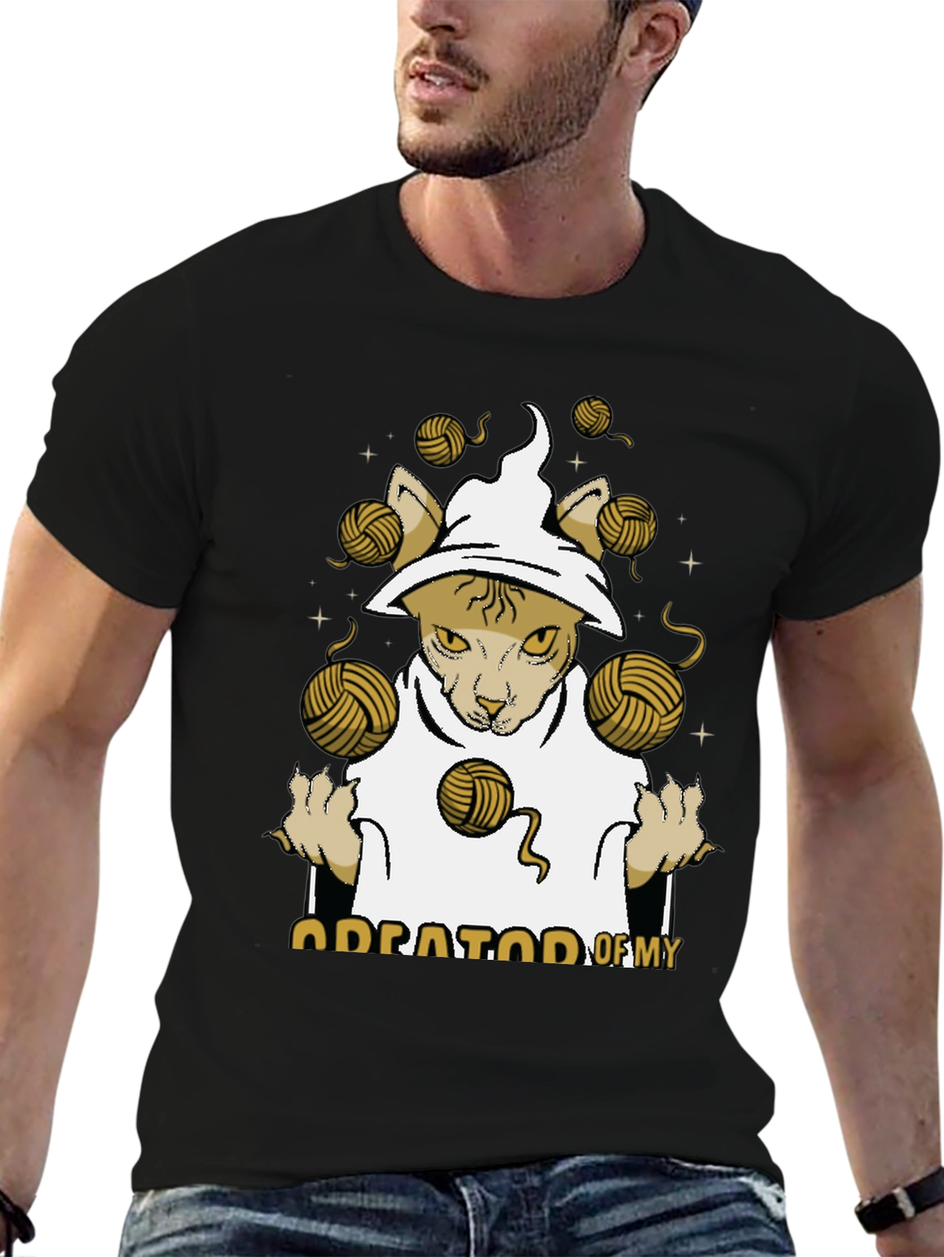 Sphynx Cat Wizard T-Shirt - Yarn Magic Tee