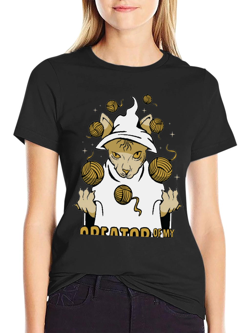 Sphynx Cat Wizard T-Shirt - Yarn Magic Tee