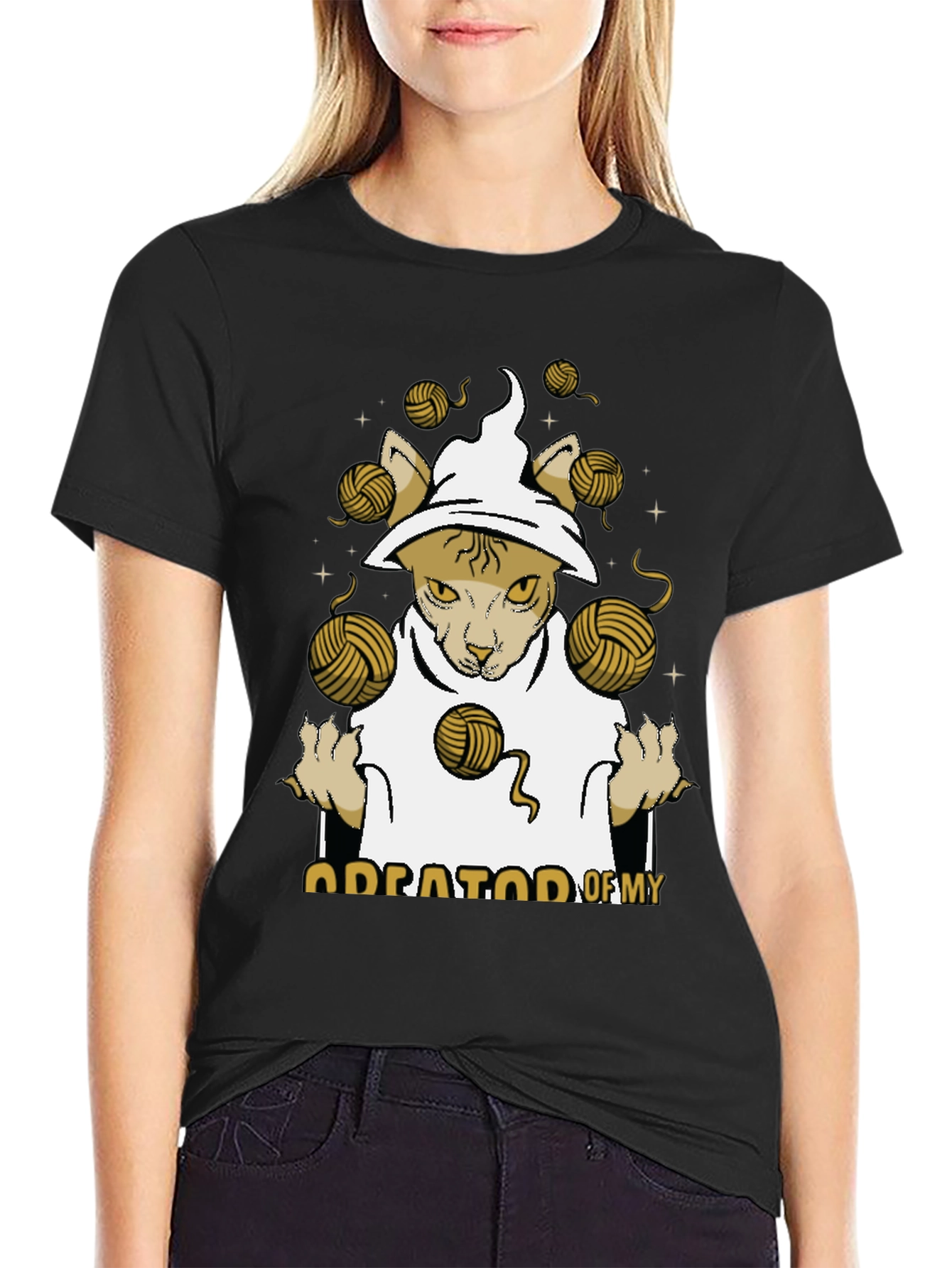 Sphynx Cat Wizard T-Shirt - Yarn Magic Tee