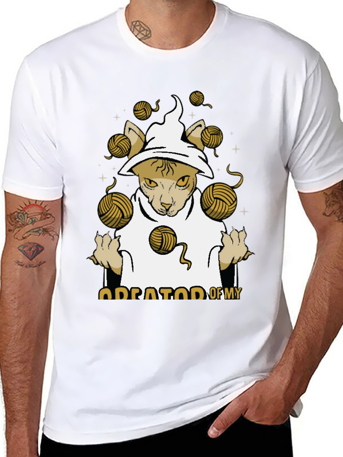 Sphynx Cat Wizard T-Shirt - Yarn Magic Tee