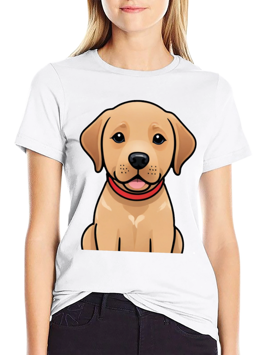 Cute Labrador Puppy Graphic Black T-Shirt