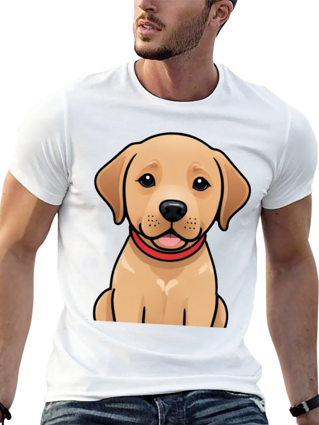 Cute Labrador Puppy Graphic Black T-Shirt