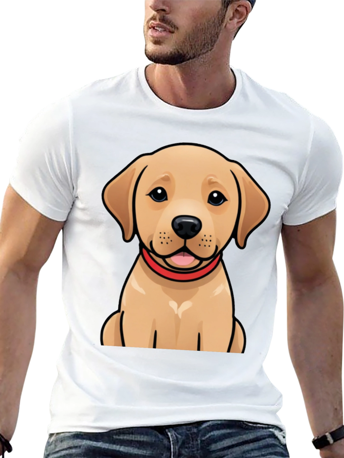 Cute Labrador Puppy Graphic Black T-Shirt