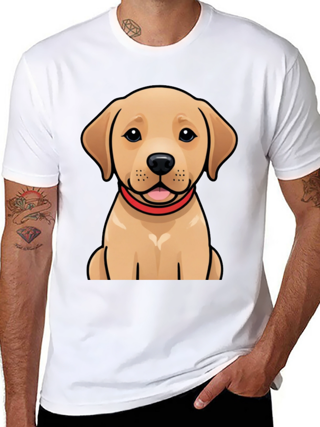 Cute Labrador Puppy Graphic Black T-Shirt