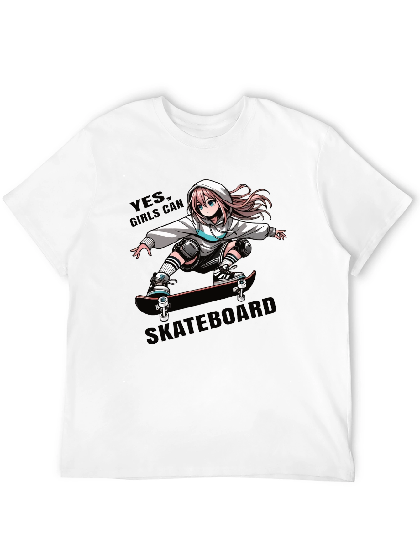Anime Girl Skateboarder Graphic T-Shirt