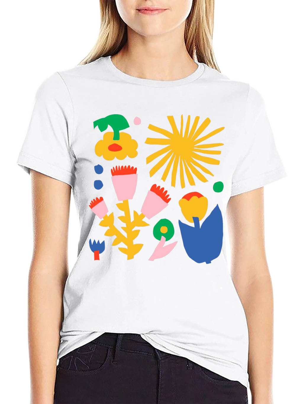 Abstract Floral Print Black T-Shirt