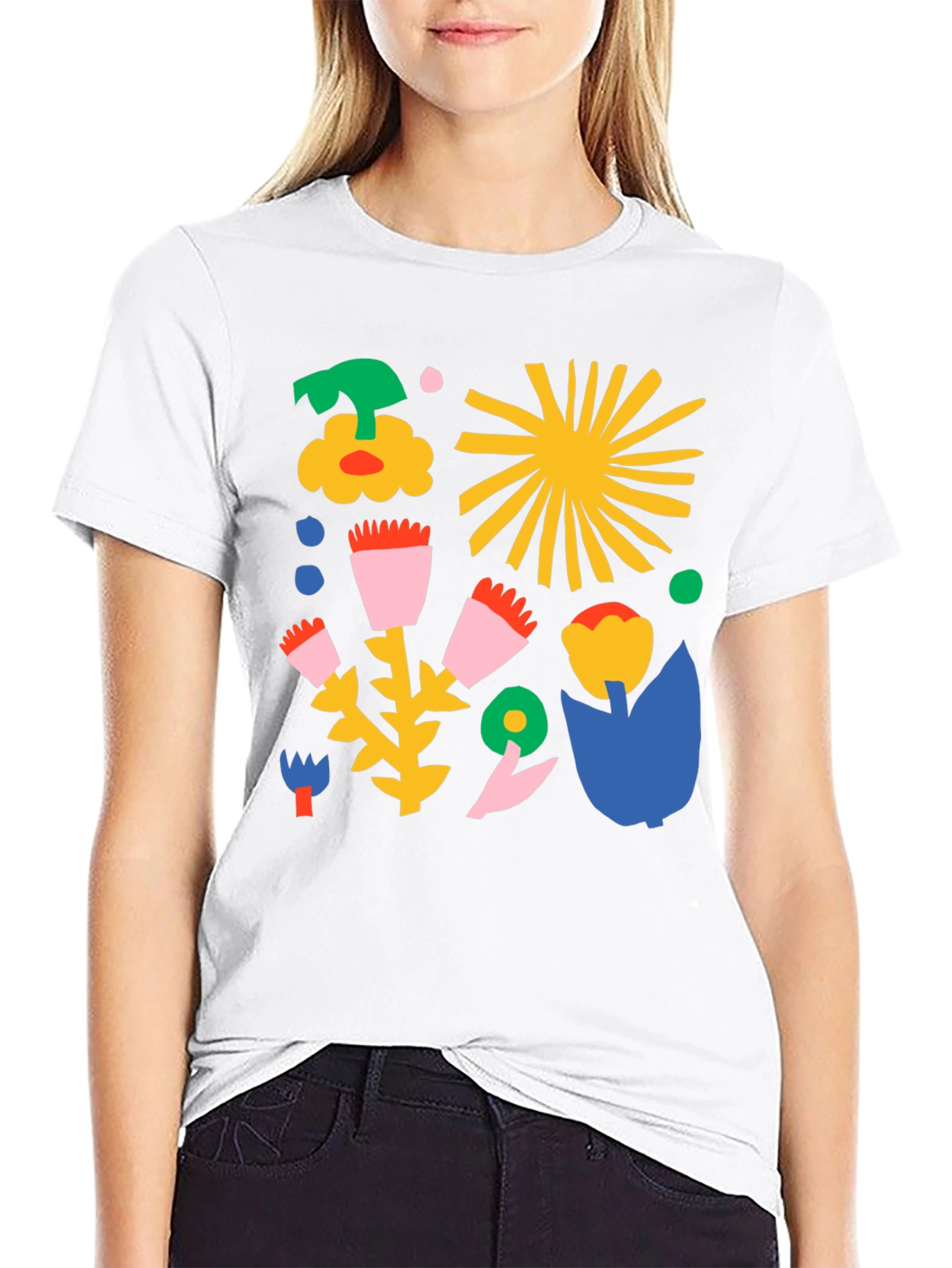 Abstract Floral Print Black T-Shirt