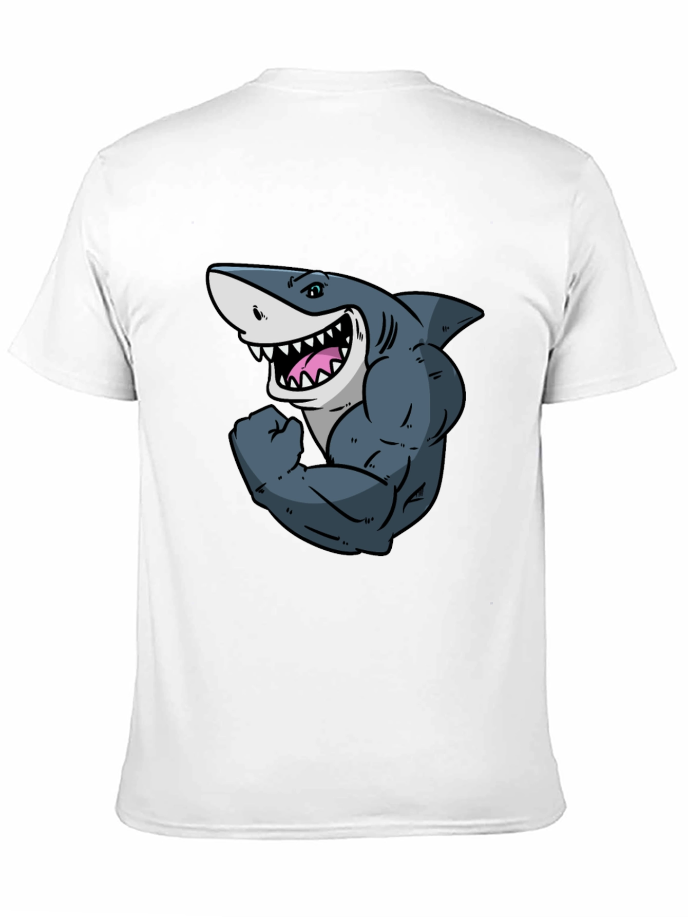 Shark with Muscles Graphic T-Shirt - Black
