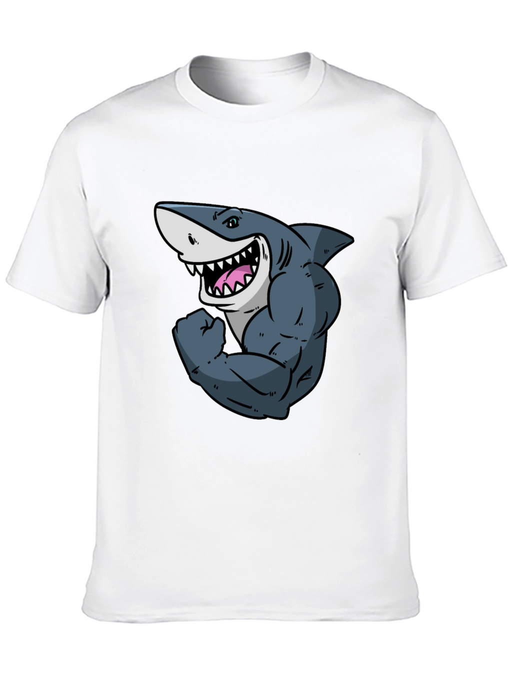 Shark with Muscles Graphic T-Shirt - Black
