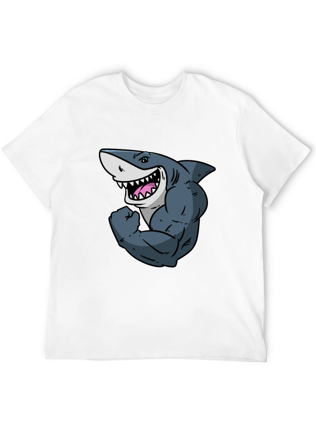 Shark with Muscles Graphic T-Shirt - Black