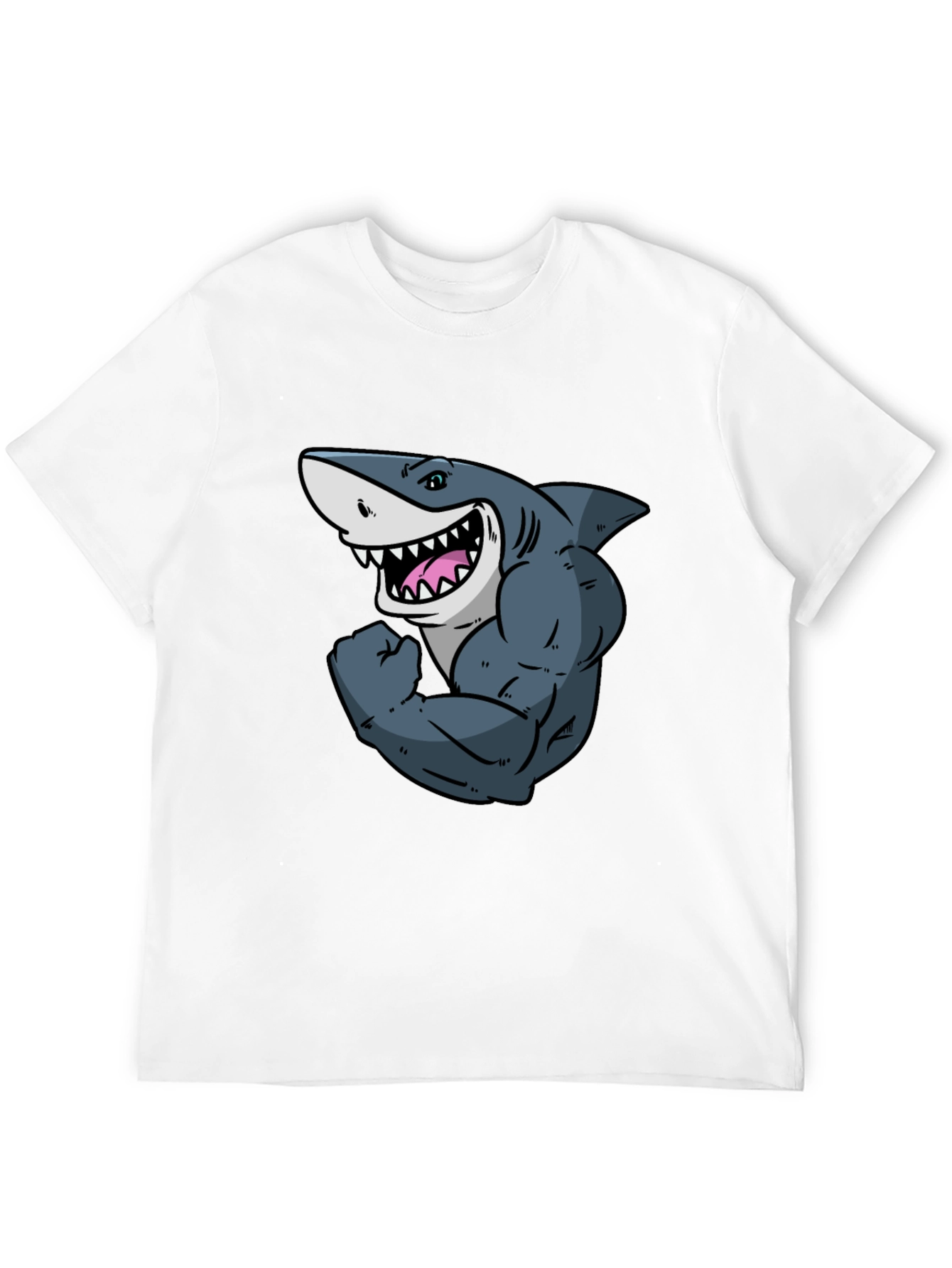 Shark with Muscles Graphic T-Shirt - Black