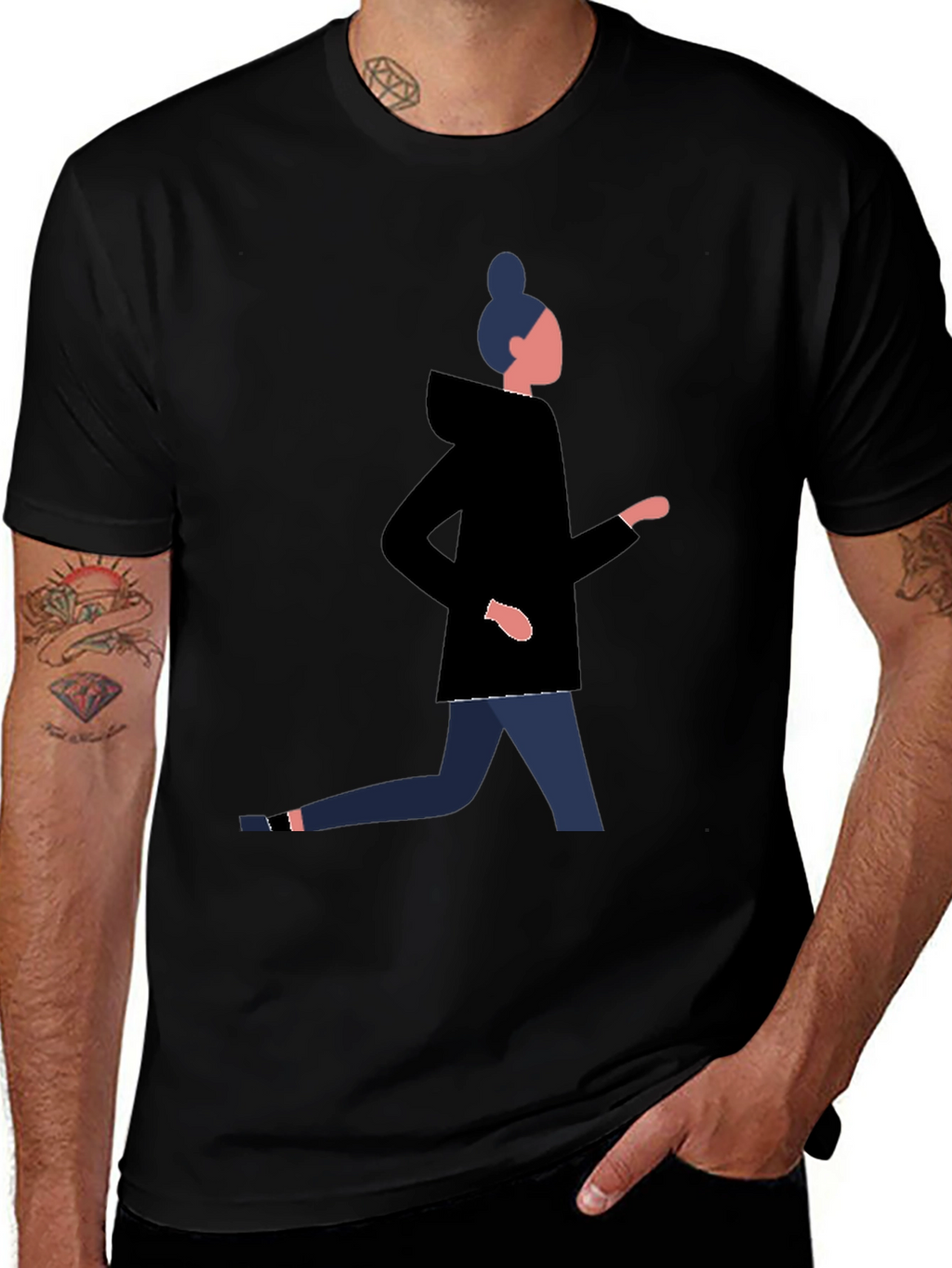 Mans Graphic Tee - Running Woman Design