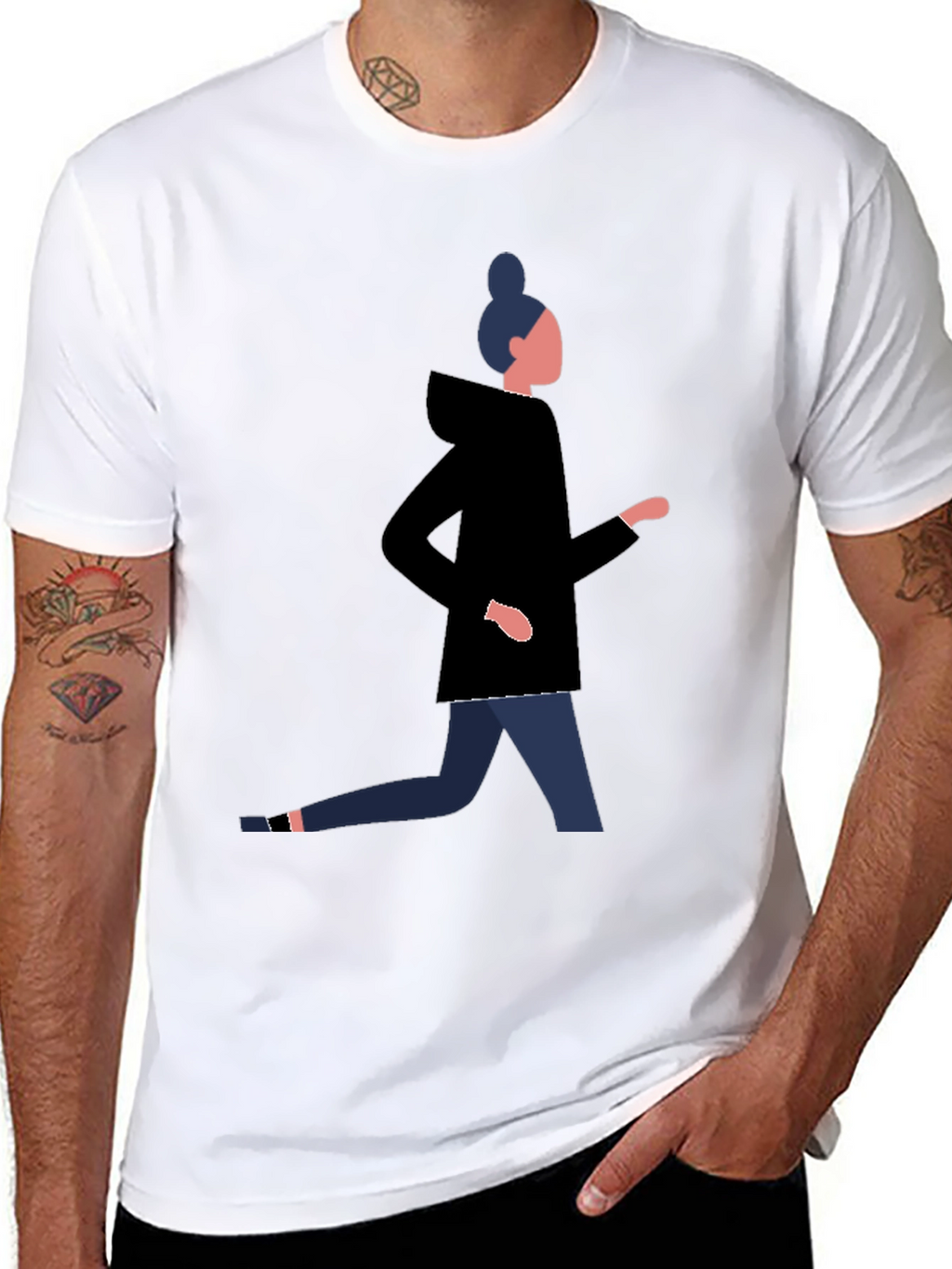 Mans Graphic Tee - Running Woman Design