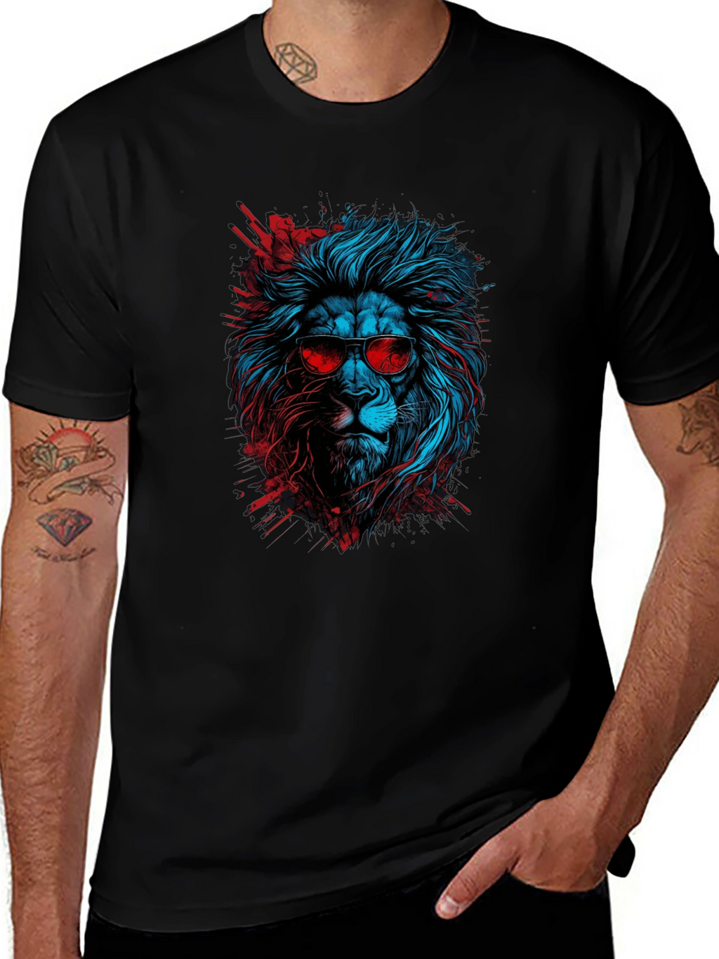 Cool Lion Graphic Tee - Black