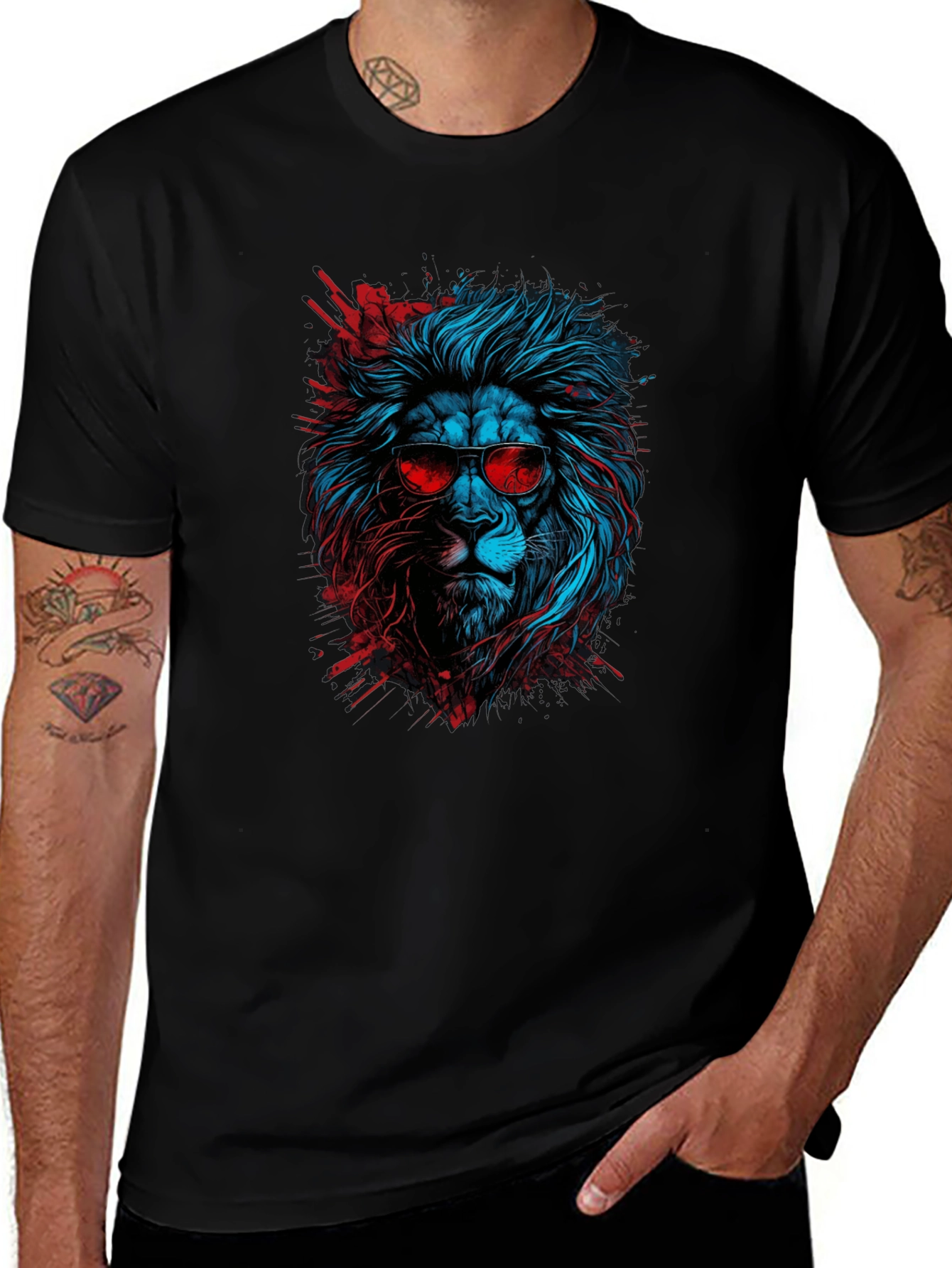 Cool Lion Graphic Tee - Black