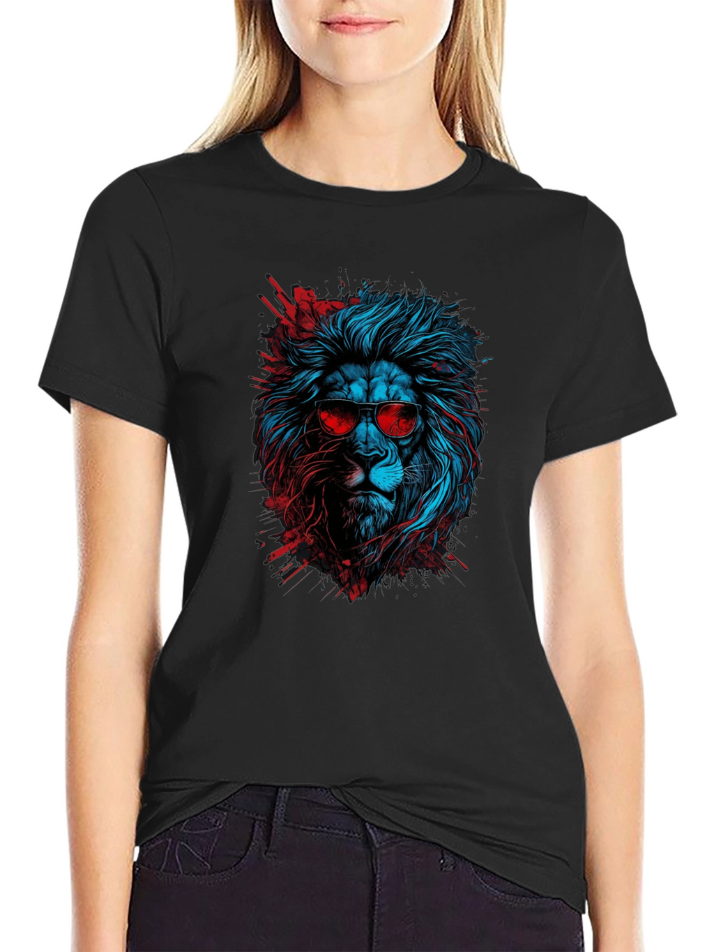 Cool Lion Graphic Tee - Black