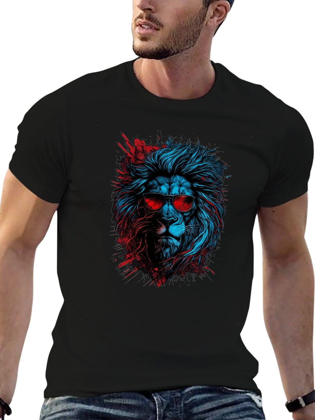Cool Lion Graphic Tee - Black