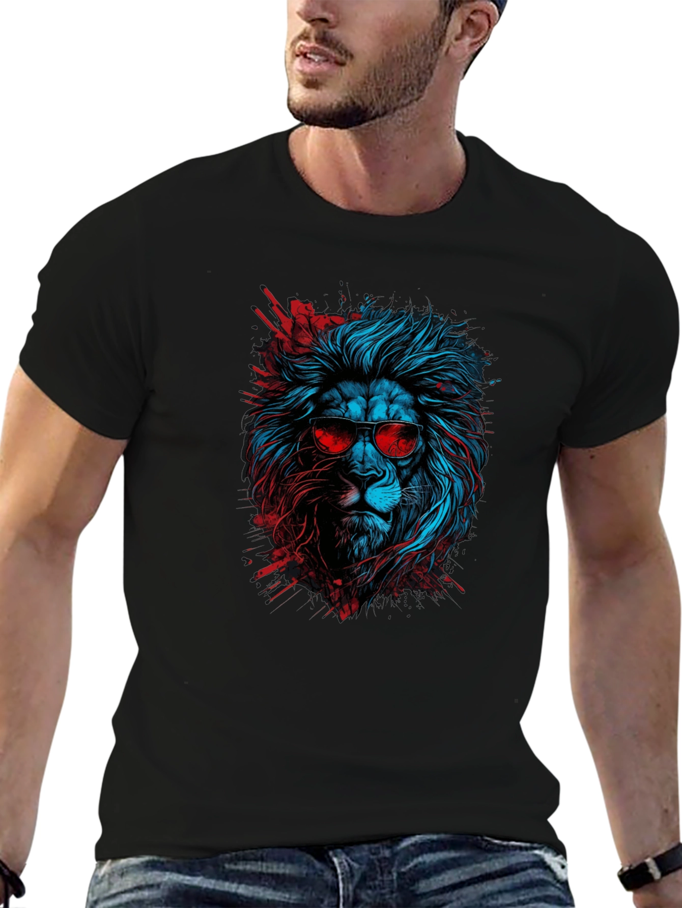 Cool Lion Graphic Tee - Black