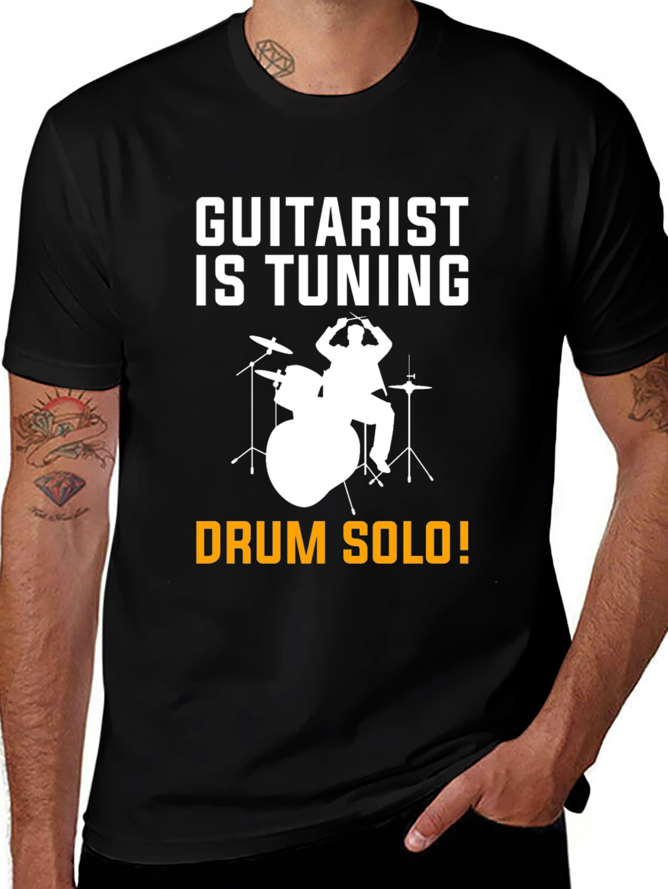 Guitarist Tuning T-Shirt Drummer Solo Funny Music Tee