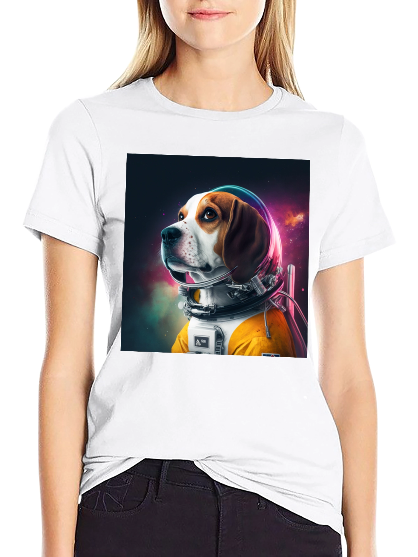 Astronaut Dog Graphic Tee - Cool Space Beagle Shirt