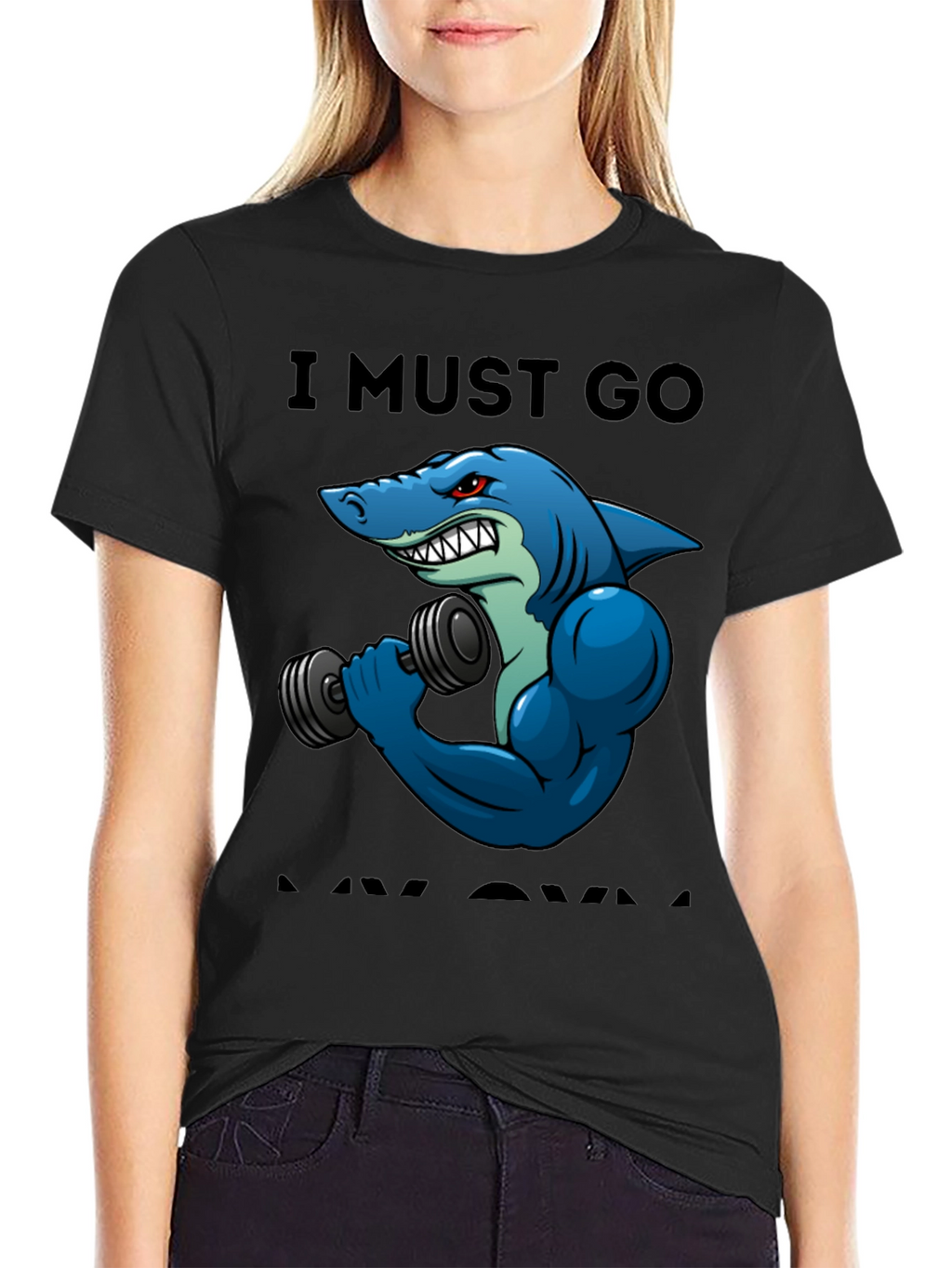 Funny Shark Gym T-Shirt: I Must Go