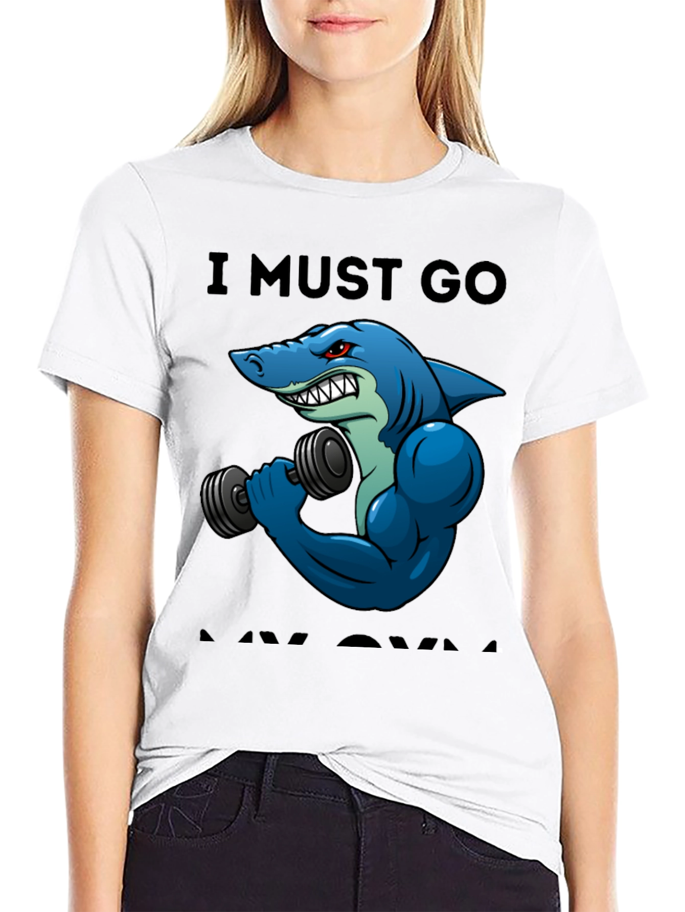 Funny Shark Gym T-Shirt: I Must Go