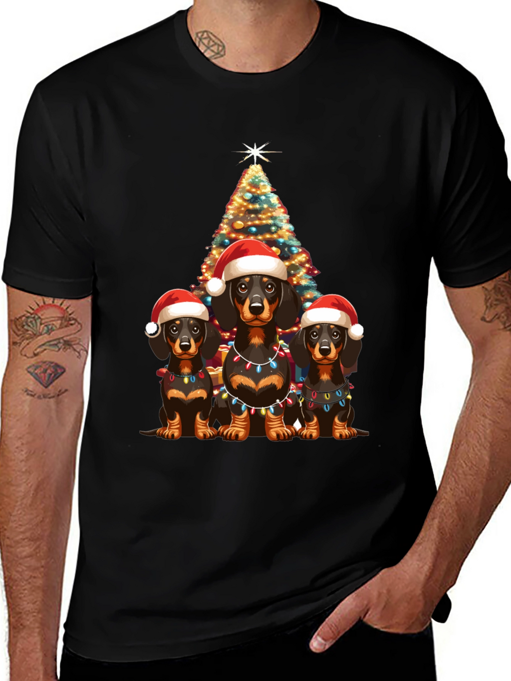 Festive Dachshund Christmas T-Shirt