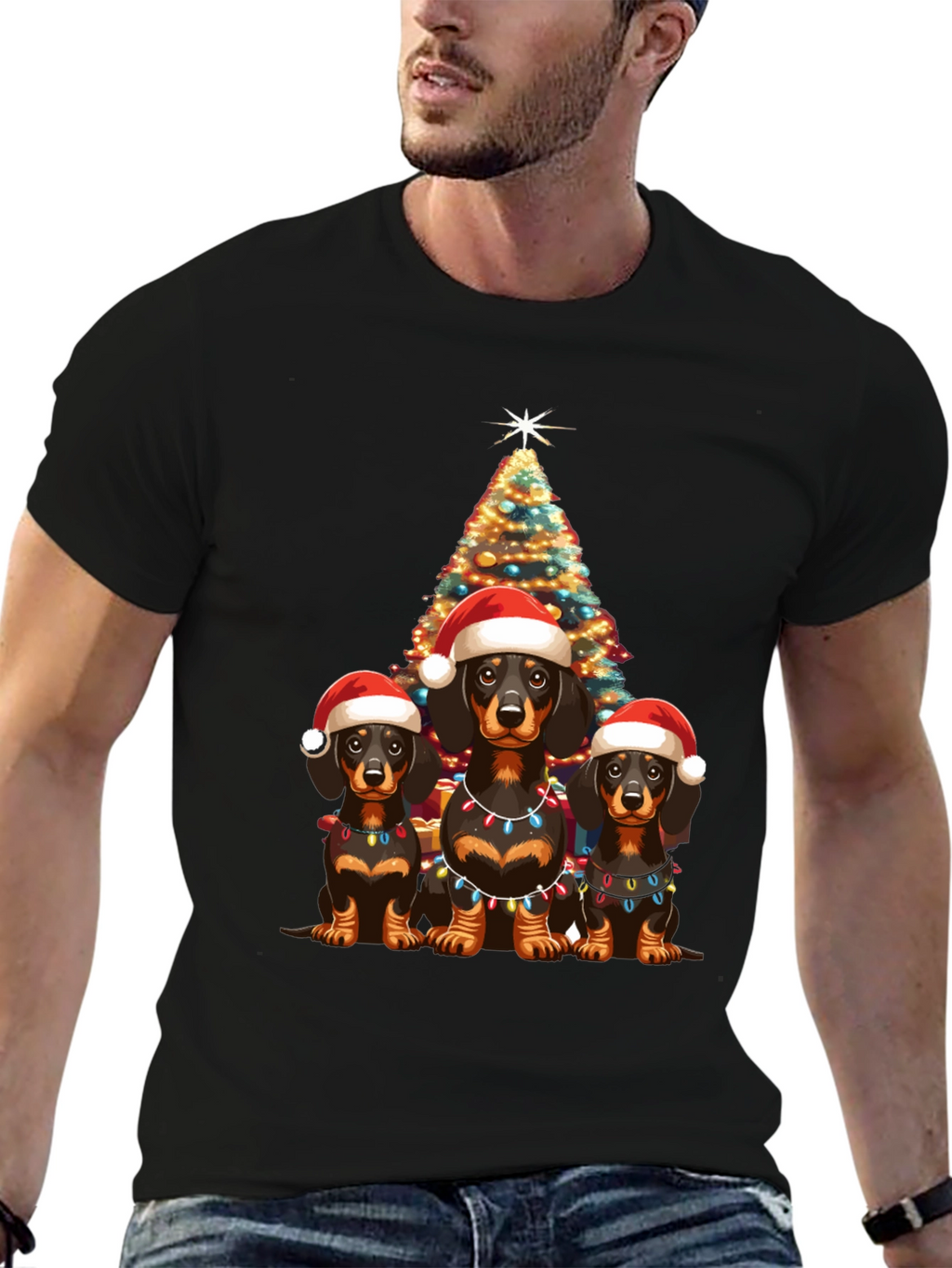 Festive Dachshund Christmas T-Shirt